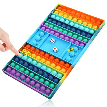Bubble Fidget Sensory Toy for Kids Pop Rainbow Fidget Popper Toy Autism Stress Relief Toy for ADHA Vkasd 14X14 Big Size 2-4 Players Round Shape Fidget Toy Pop Chess Board Game with 2 Dices F